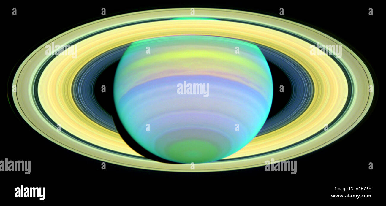 Saturns Ringe im UV-Licht aus dem Hubble Space Telescope Stockfoto