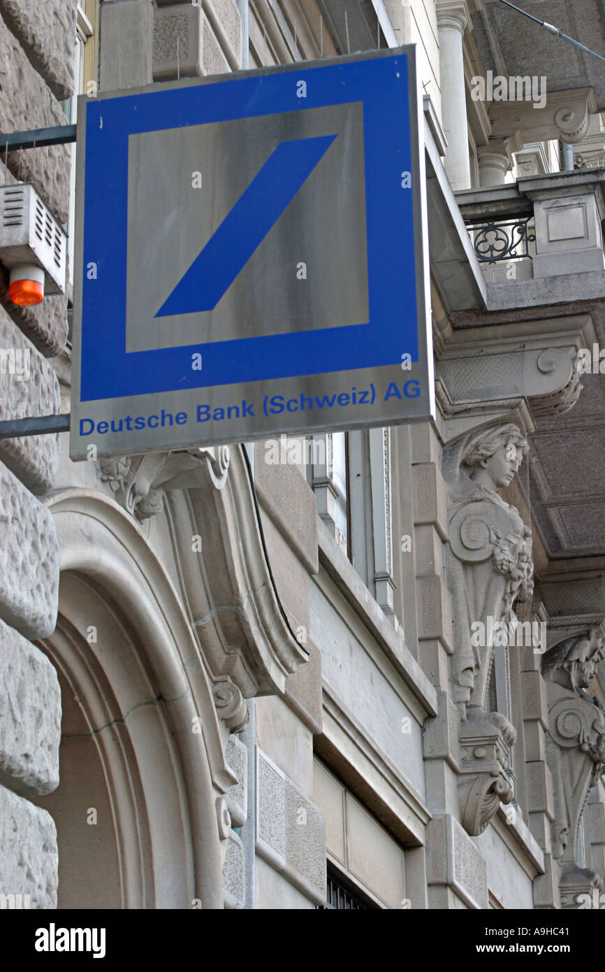 Schweiz Zürich Deutsche Bank Logo deutsche Bank fassade Stockfoto