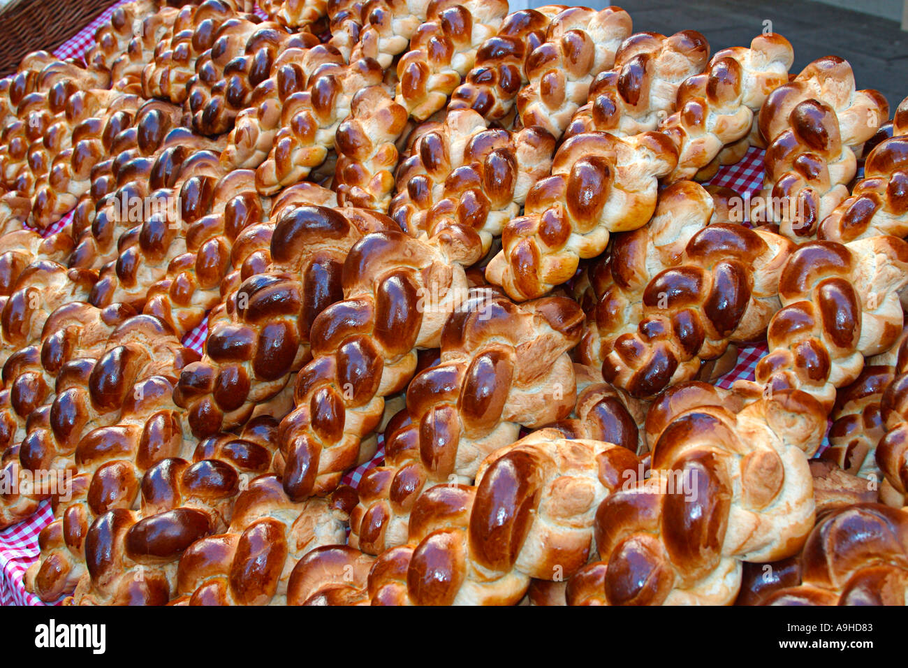 Schweiz Tessin Lugano alte Stadt Zentrum Markt stand frisches Brot Stockfoto