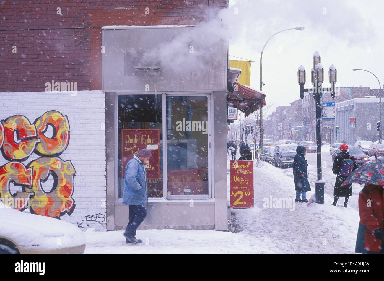 Winter Szenen Fom St Laurent Boulevard Montreal Quebec Kanada Stockfoto