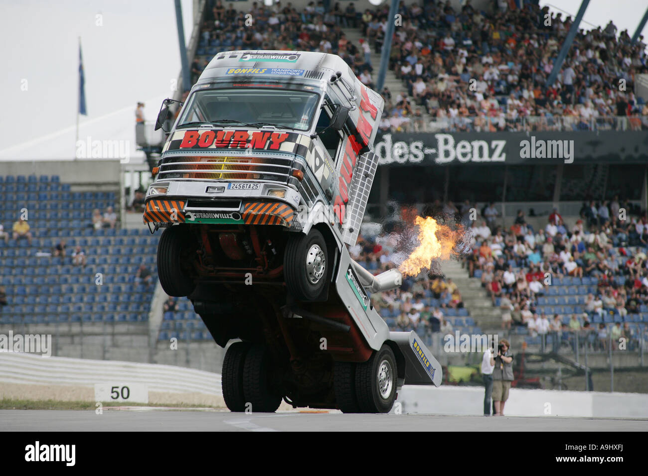 Stuntshow in der Truck-Grand-Prix am Nürburgring Rheinland-Pfalz Deutschland Stockfoto