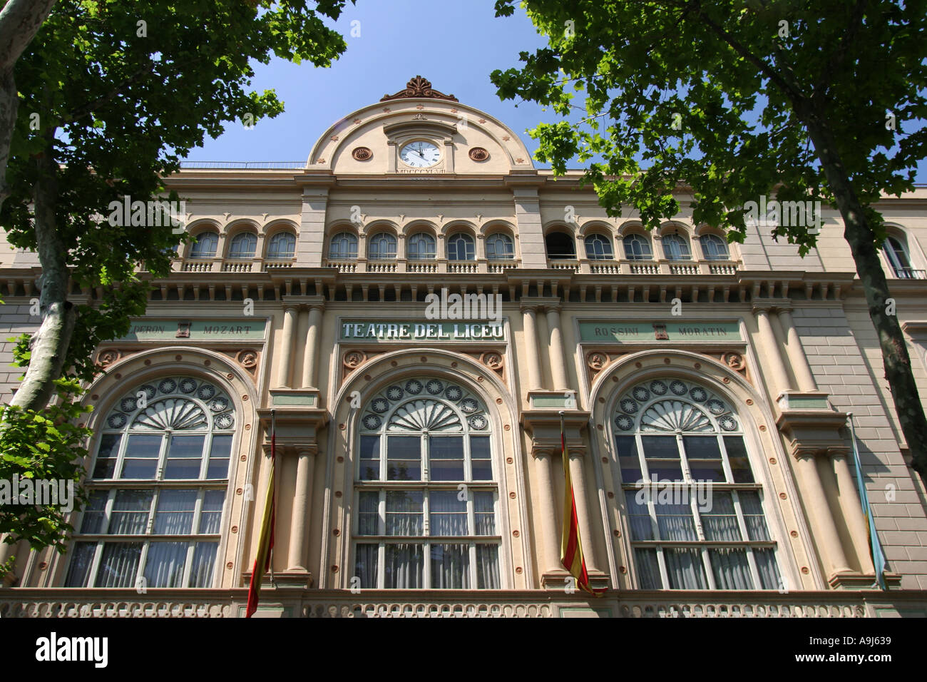 Spanien Barcelona Ramblas Oper fassade Stockfoto
