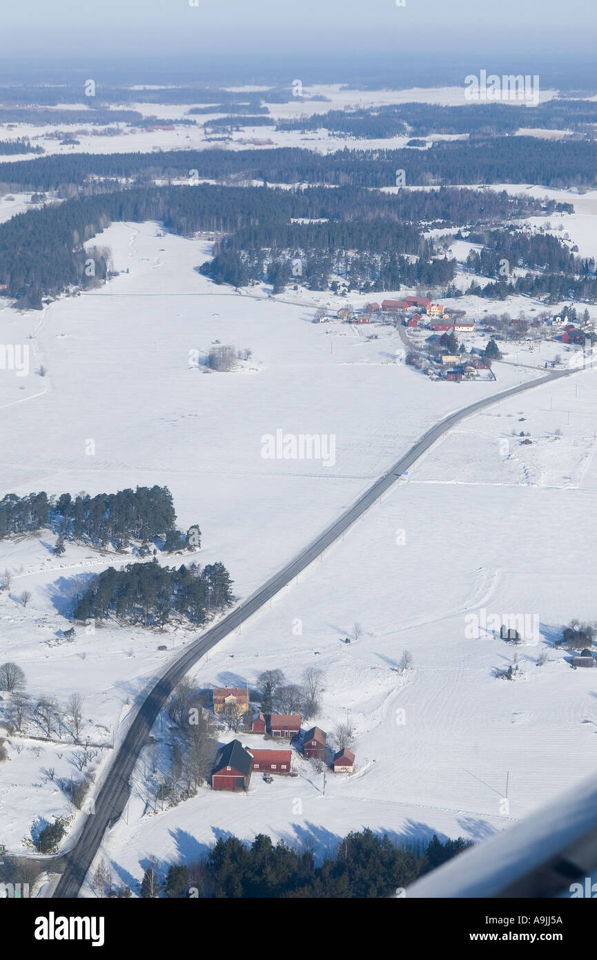 ein Flugzeug-Blick über Schweden im winter Stockfoto