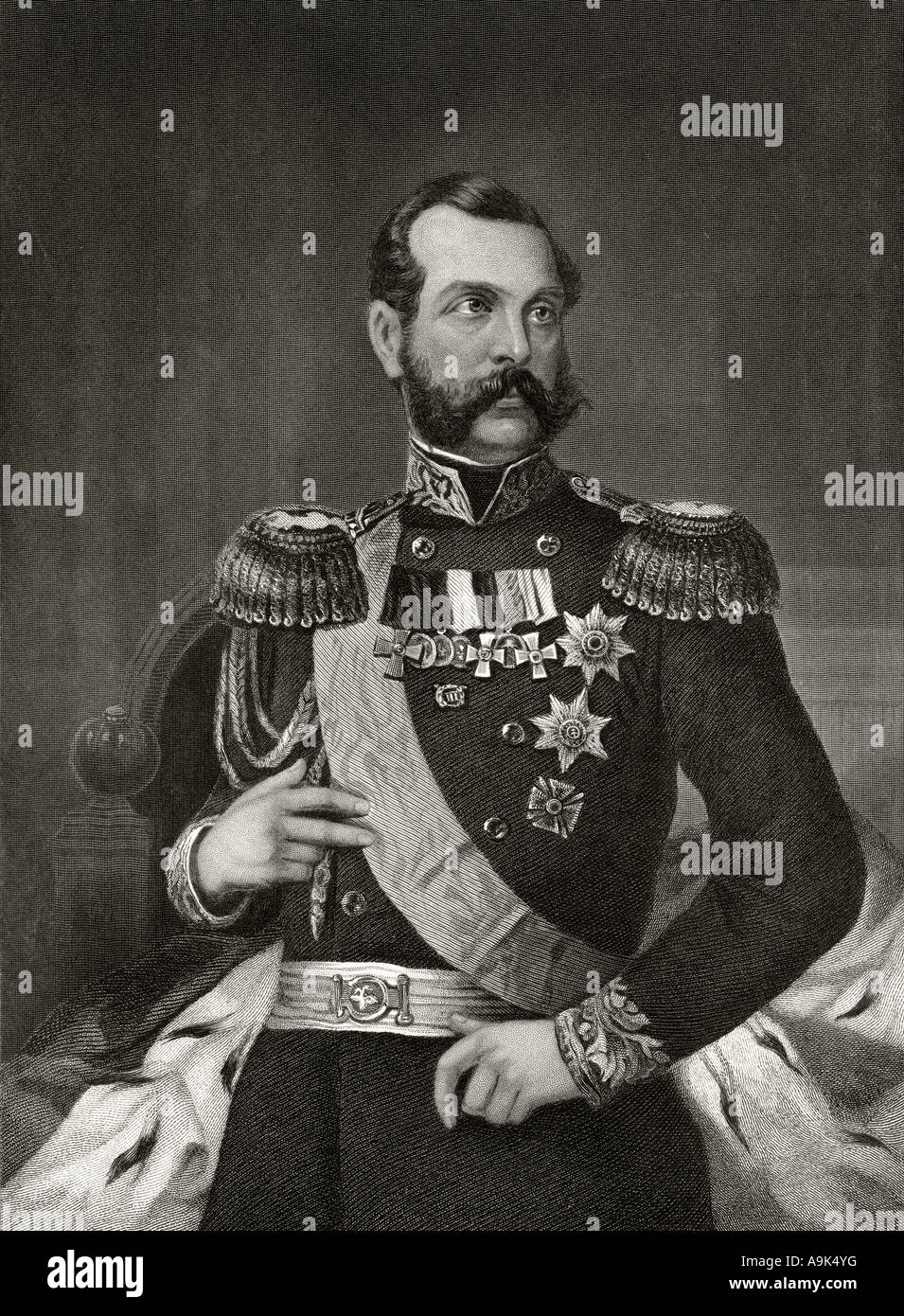 Kaiser Alexander 2. Von Russland, 1818 - 1881. Stich aus dem 19. Jahrhundert nach Alonzo Chappel Stockfoto