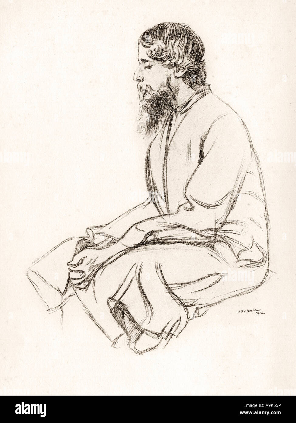 Rabindranath Tagore, 1861-1941, Beinamen Gurudev. Bengali Universalgelehrter. Nobelpreisträger für Literatur. Stockfoto