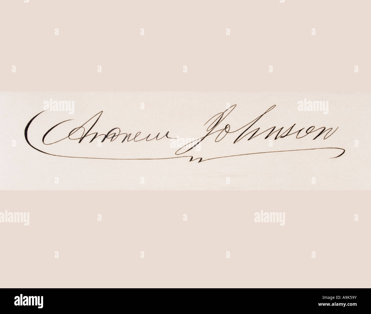 Unterschrift von Andrew Johnson, 1808 - 1875. 17. Präsident der Vereinigten Staaten, 1865 - 1869. Stockfoto