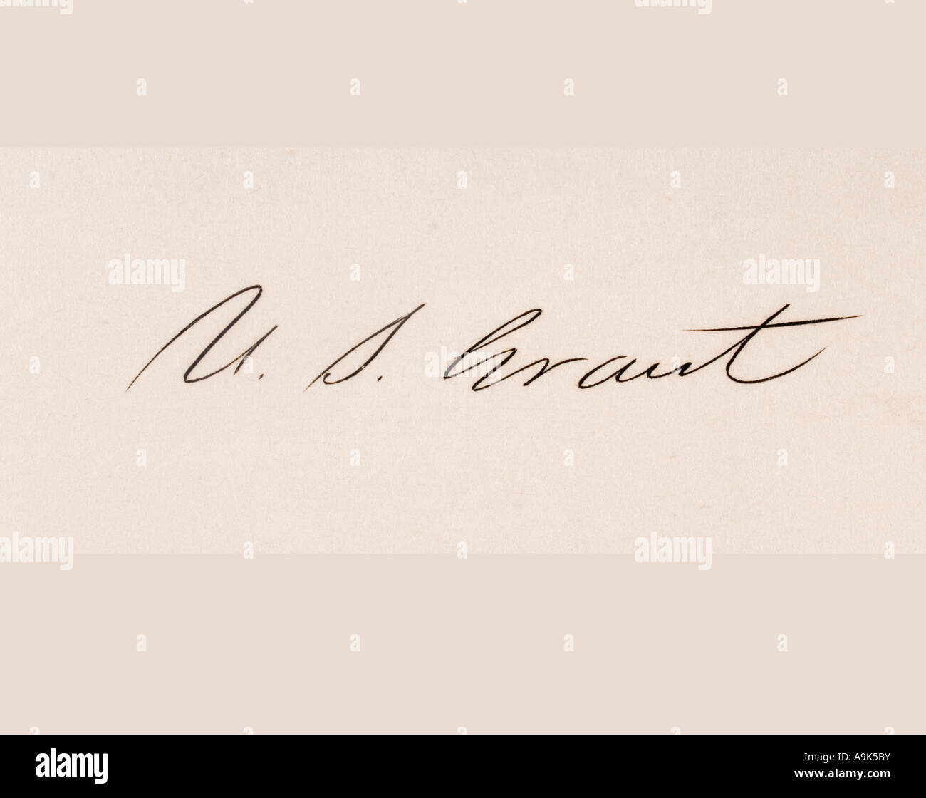 Unterschrift Ulysses S Grant, 1822 - 1885. 18. Präsident der Vereinigten Staaten, 1865 - 1869. Stockfoto