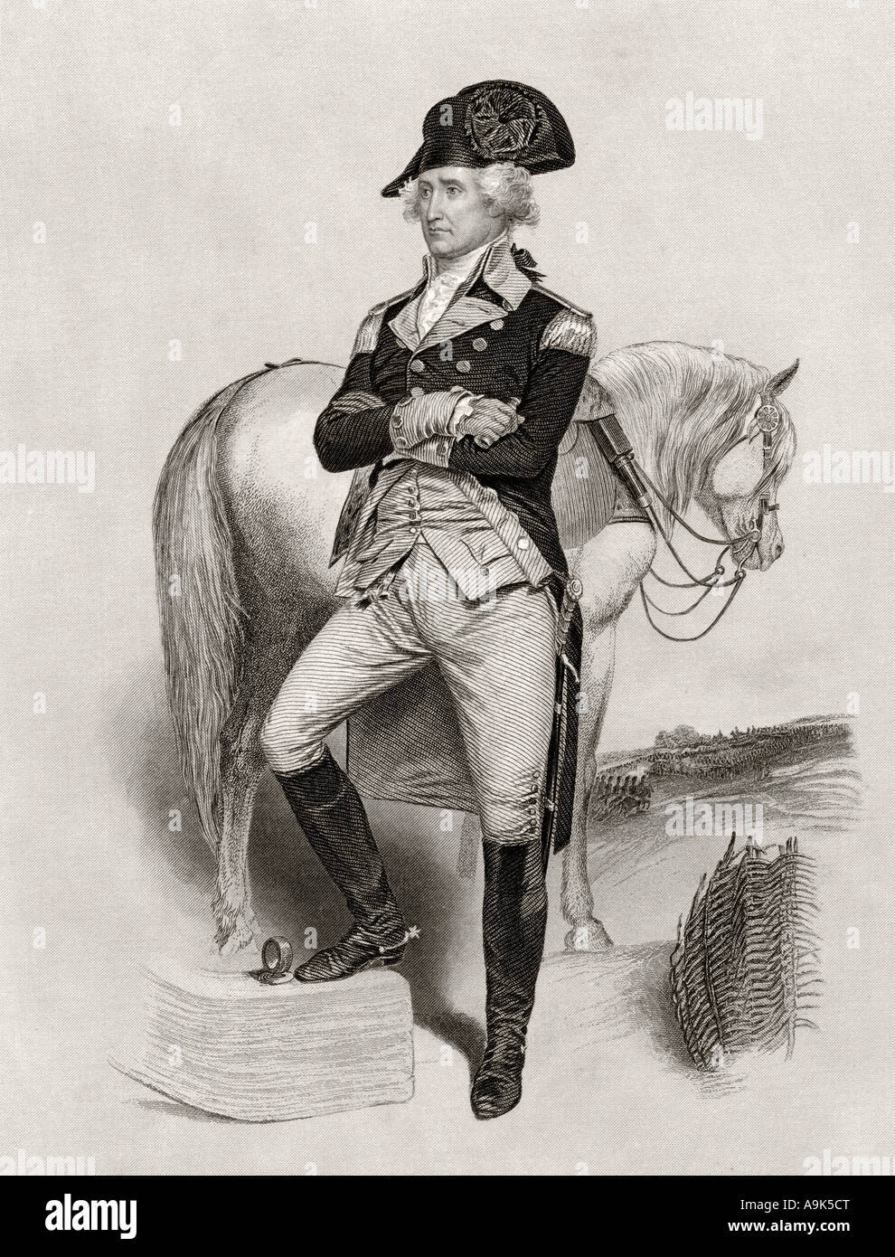 George Washington, 1732 - 1799, hier gesehen 1775. Stockfoto