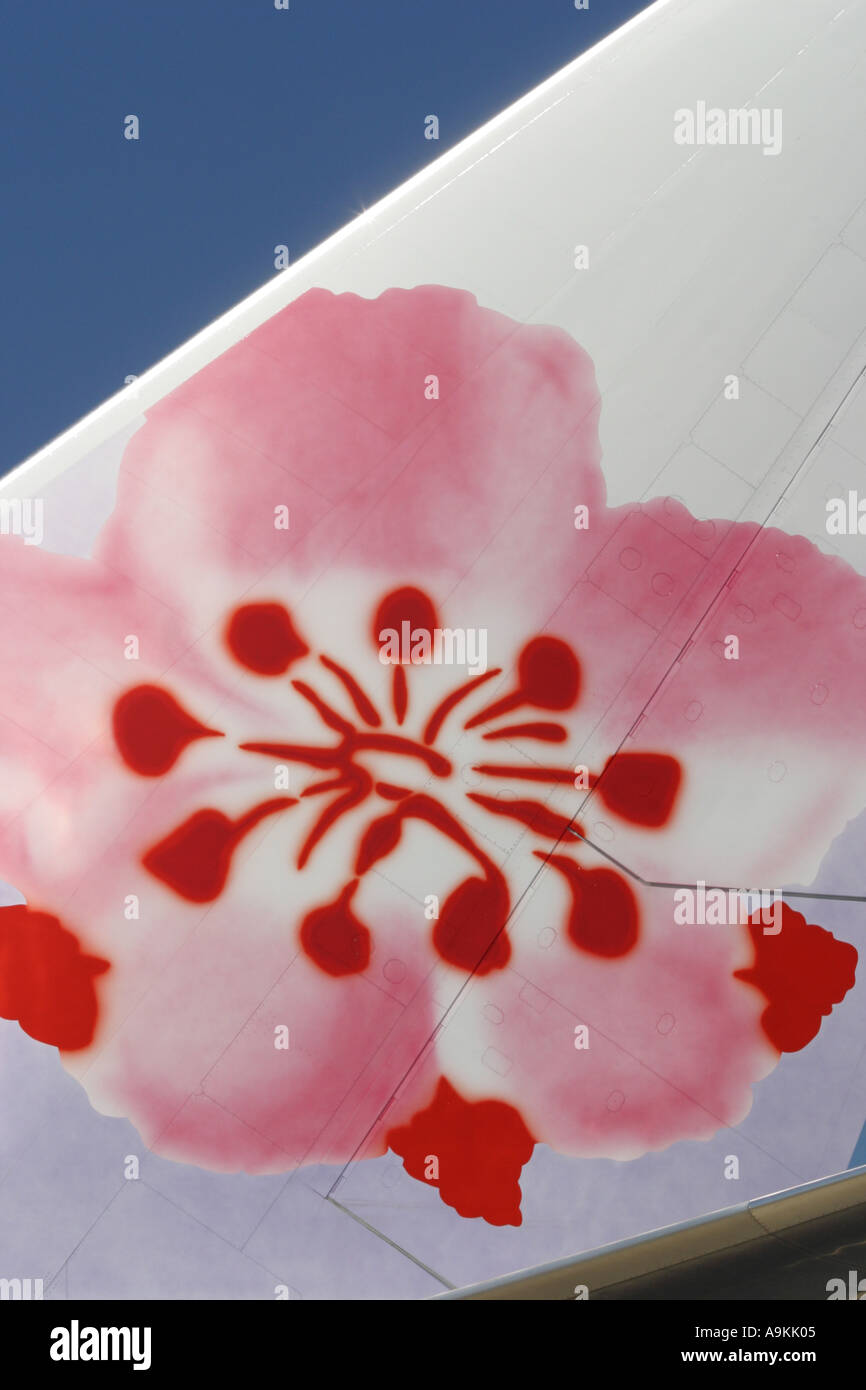 China Airlines Boeing 747 Schweif Mohn-Logo emblem Stockfoto