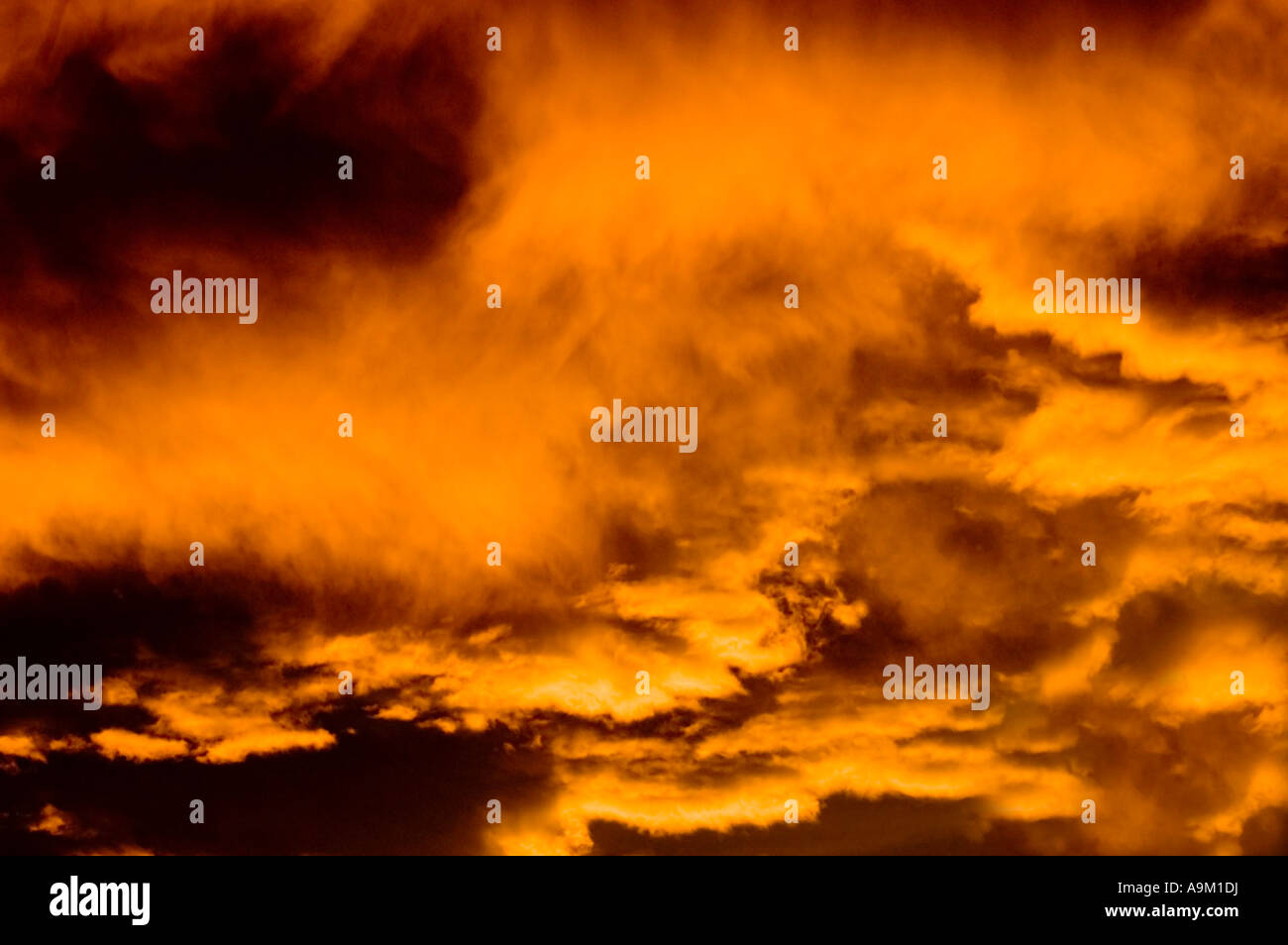 Wolken bei Sonnenuntergang mit intensiver Farbe Stockfoto