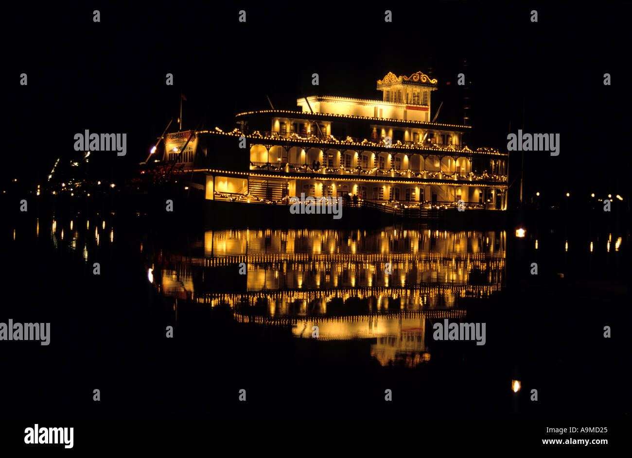 Beleuchtete Dampf Boot, Florida, USA Stockfoto