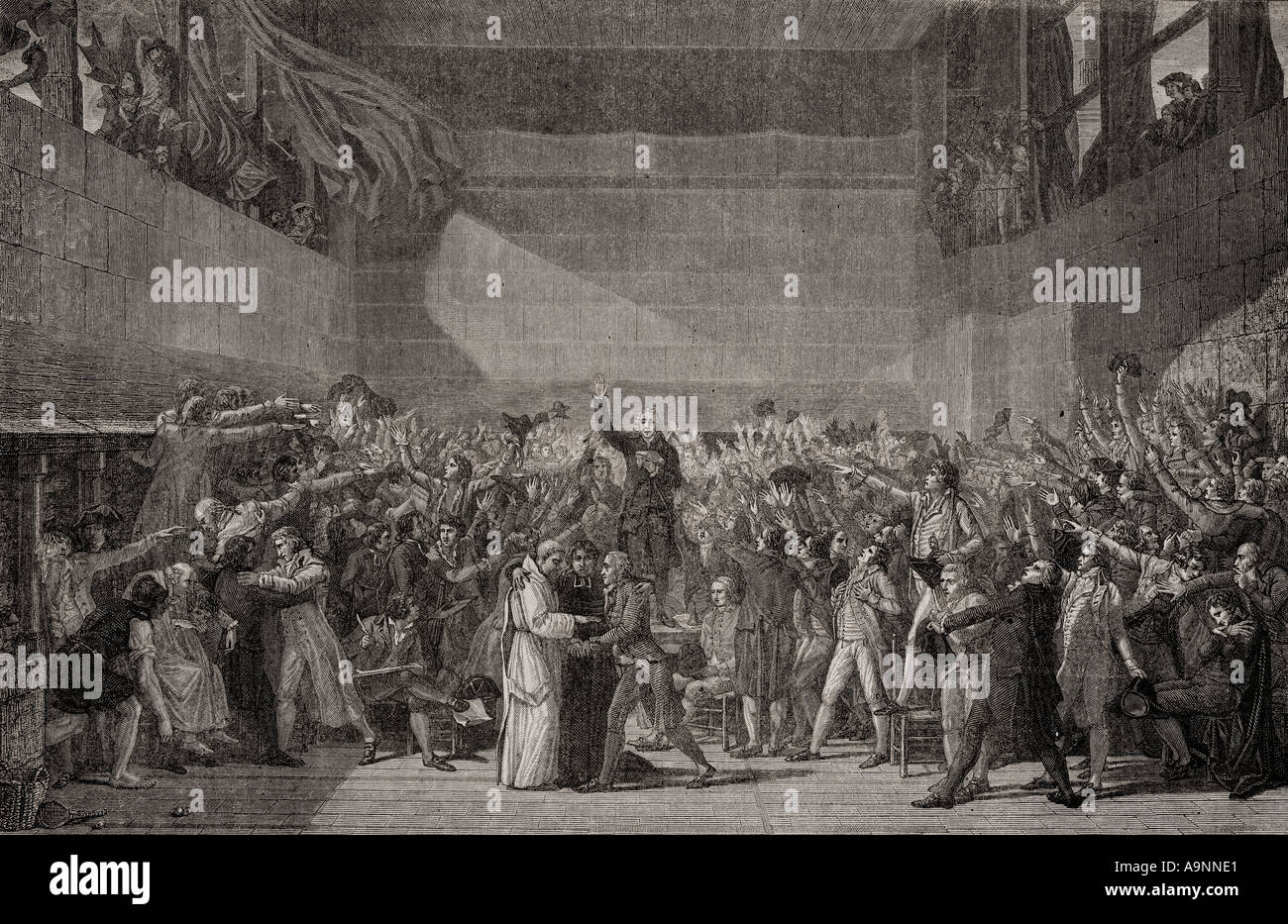 Tennisplatz Eid im Jeu de Paume während der Französischen Revolution, 20. Juni 1789. Stockfoto