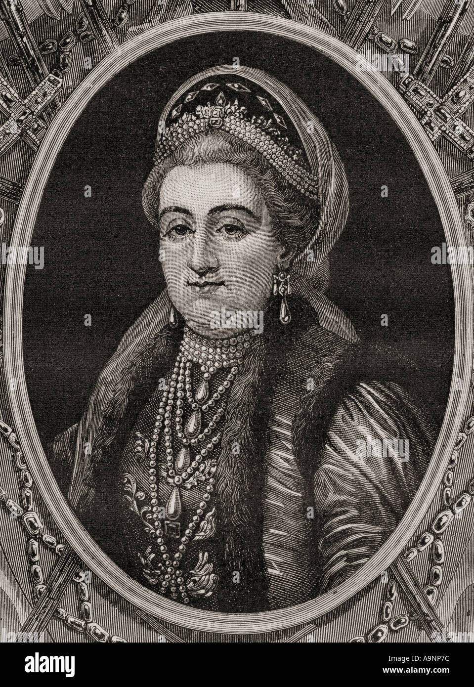 Katharina II., aka Katharina die Große, 1729-1796. Deutsche geboren Kaiserin von Russland. Von Histoire de la Revolution Francaise von Louis Blanc Stockfoto