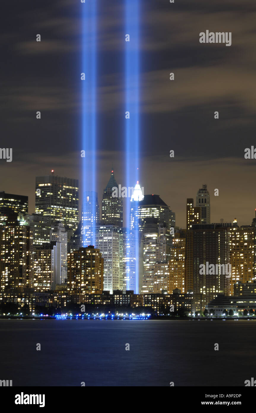 9/11 fünften Jahr Jahrestag Tribut leuchtet Stockfoto