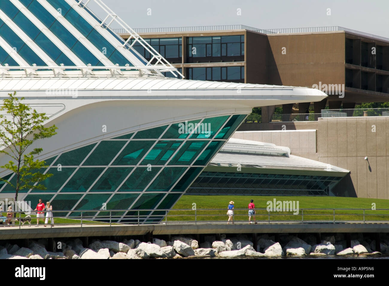 Calatrava Flügel und älteren Teil des Milwaukee Art Museum Milwaukee Wisconsin USA Stockfoto