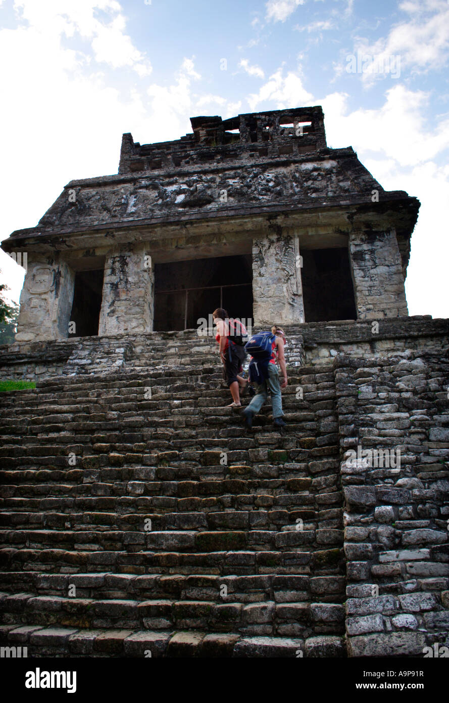 Maya archäologische Ruinen, Tempel der Sonne, Palenque, Chiapas, Mexiko Stockfoto