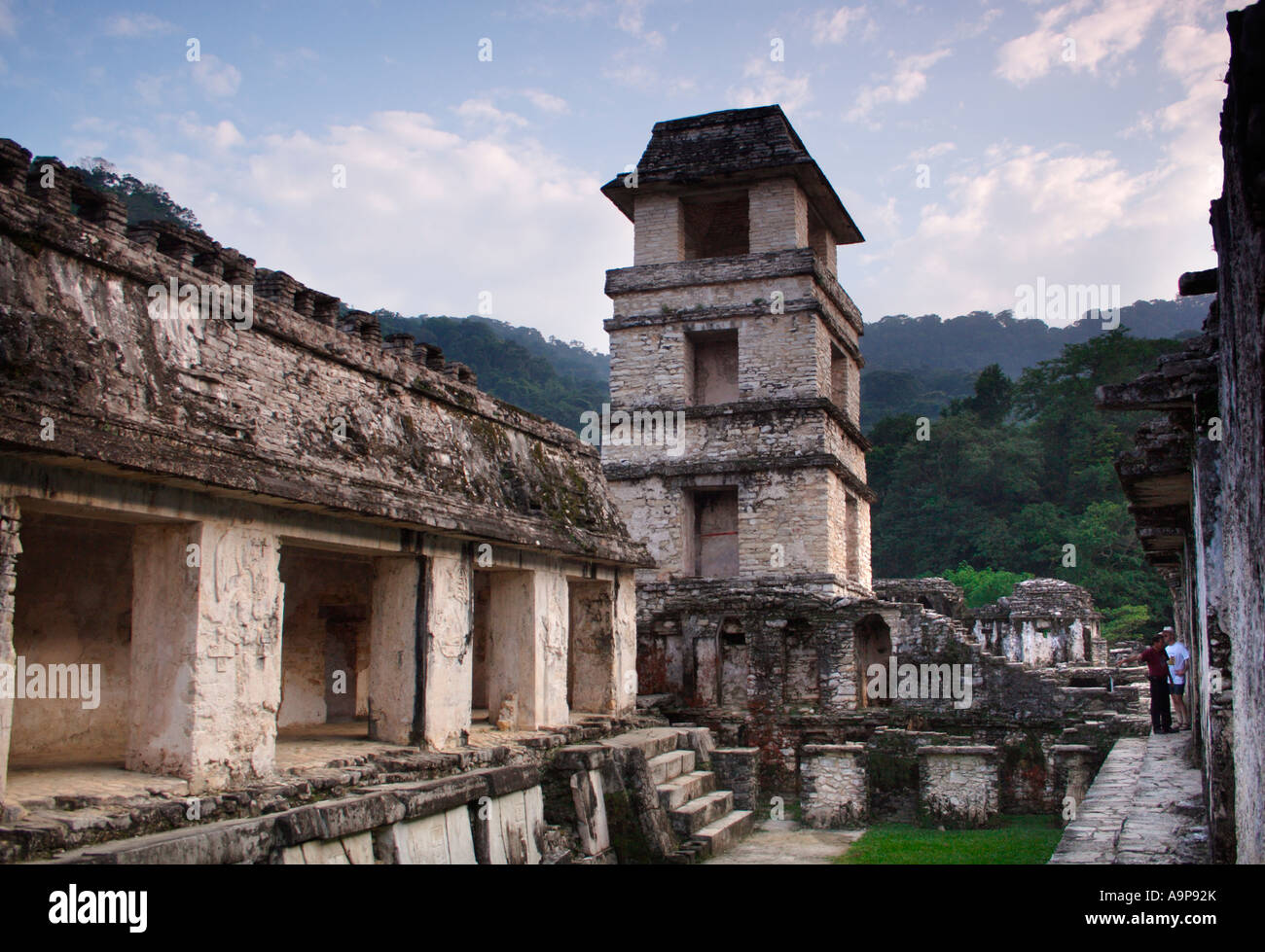 Der Palast, archäologische Maya Ruine, Palenque, Chiapas, Mexiko Stockfoto
