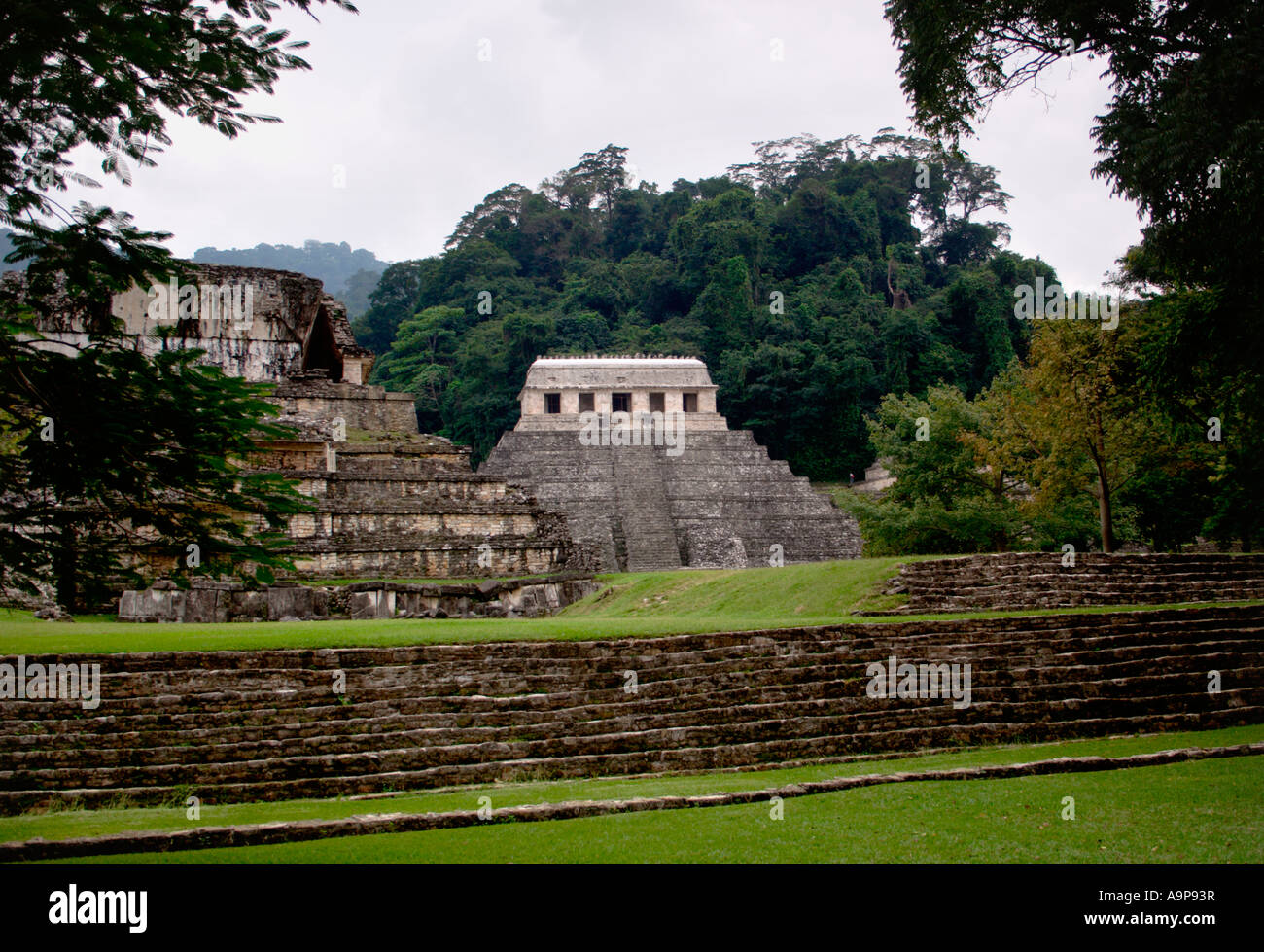 Palenque, Tempel der Inschriften, archäologische Maya-Ruine Standort, Chiapas, Mexiko Stockfoto