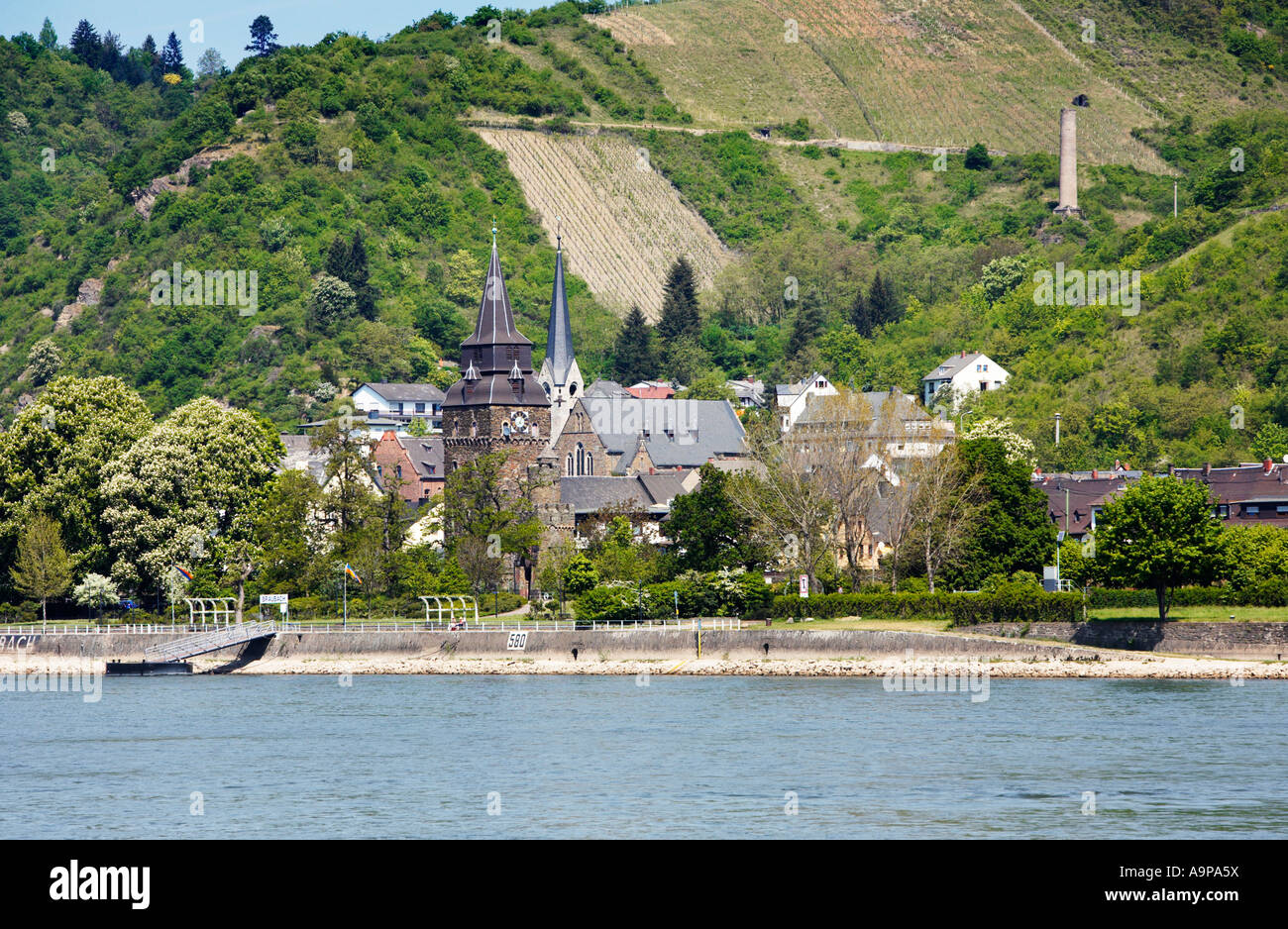 Kleine deutsche Stadt Braubach am Rhein im Rhein Valley, Deutschland, Europa Stockfoto