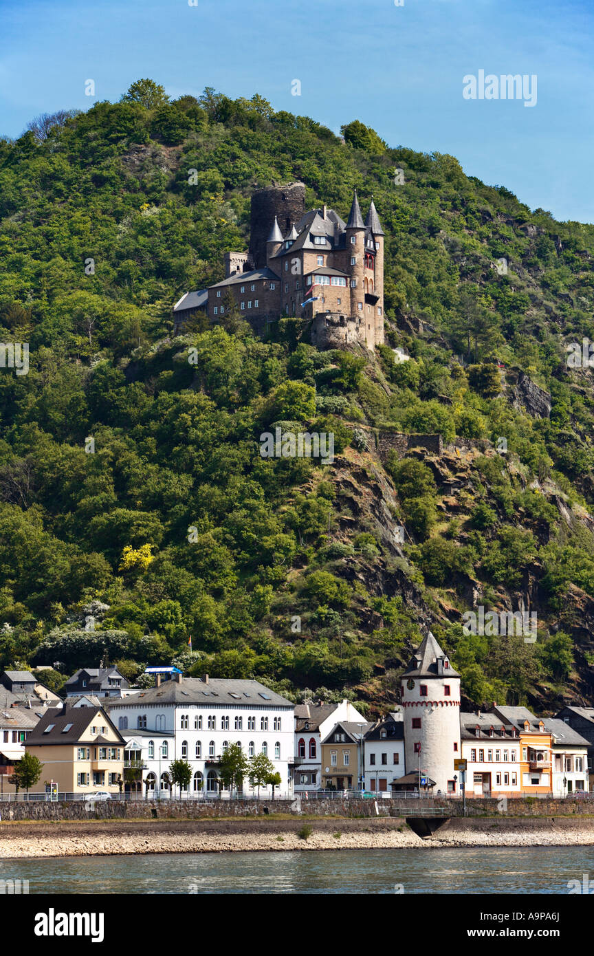 Burg Katz über St. Goarshausen im Rheintal, Rheinland-Pfalz, Deutschland, Europa Stockfoto