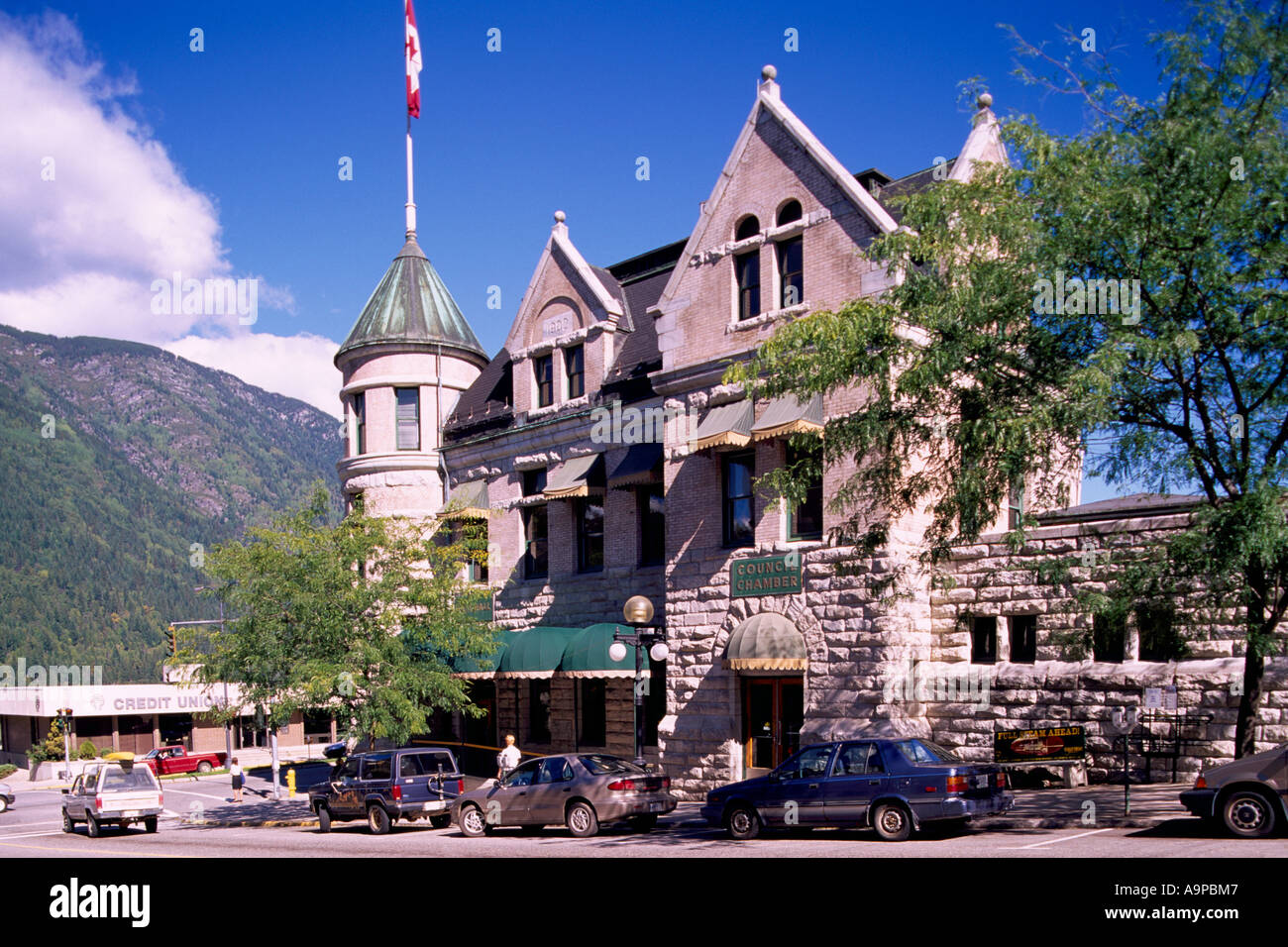 'Prüfsteine Nelson' Museum (altes Rathaus), einem denkmalgeschützten Gebäude in Nelson in der Kootenay Region British Columbia Kanada Stockfoto