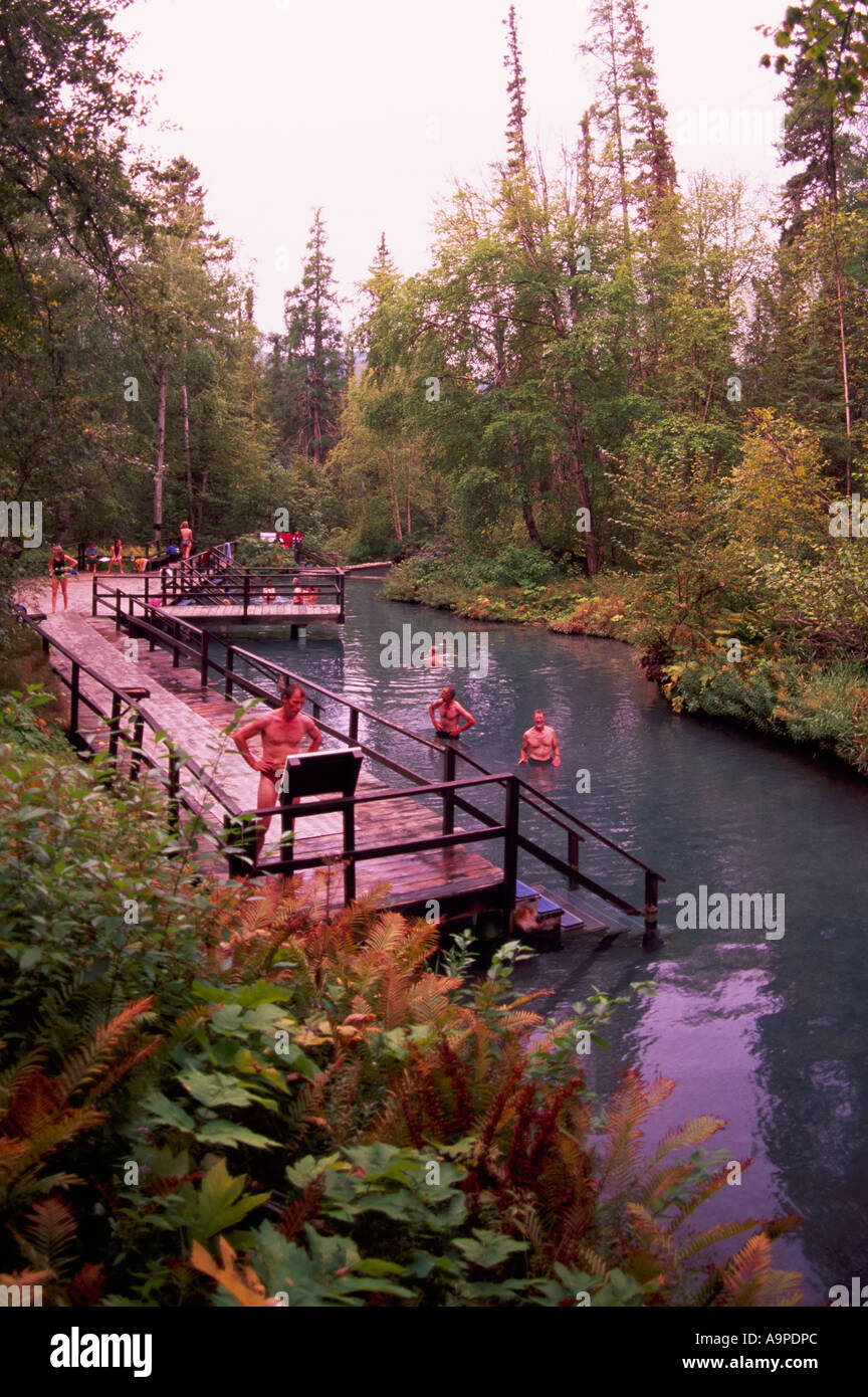 Die "Alpha-Pool" an "Liard heißen Quellen" im Sommer in "Liard River Hot Springs Provincial Park" Norden von British Columbia Kanada Stockfoto