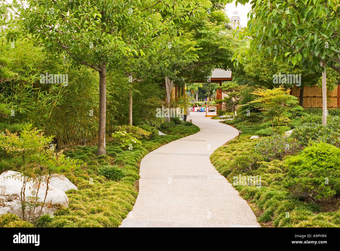 Der Zugangsweg bei der Japanese Friendship Garden in Balboa Park San Diego Kalifornien Stockfoto
