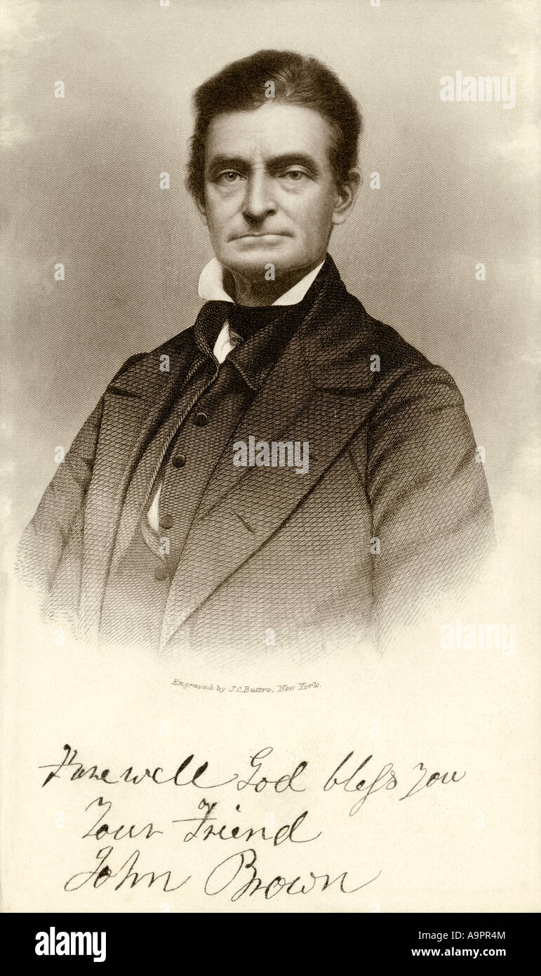John Brown mit Autogramm lesen Abschied Gott segnen Sie Ihr Freund John Brown. Gravur einer daguerrotypie Stockfoto