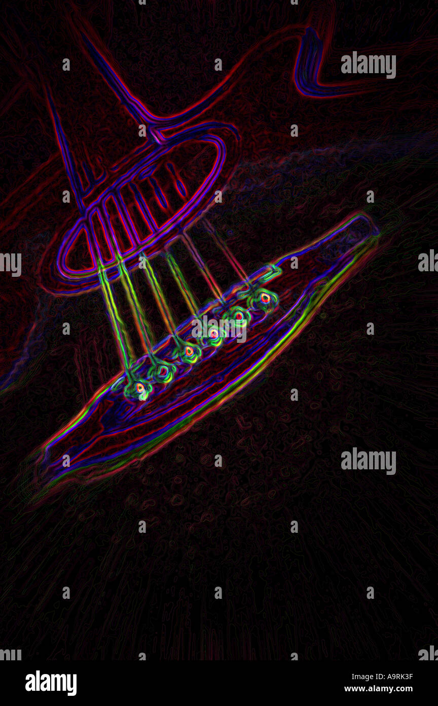 Akustikgitarre mit akzentuierten Linien Stockfoto