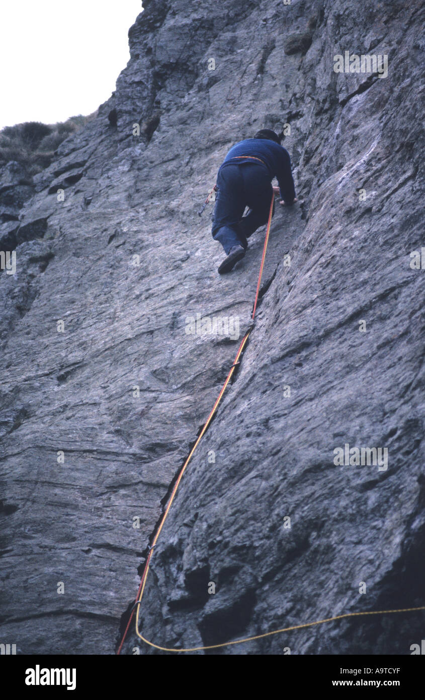 Don Whillans führende große Platte Clogwyn du R Arddu North Wales Großbritannien Europa Mai 1985 Bill Peascod s letzter Anstieg Stockfoto