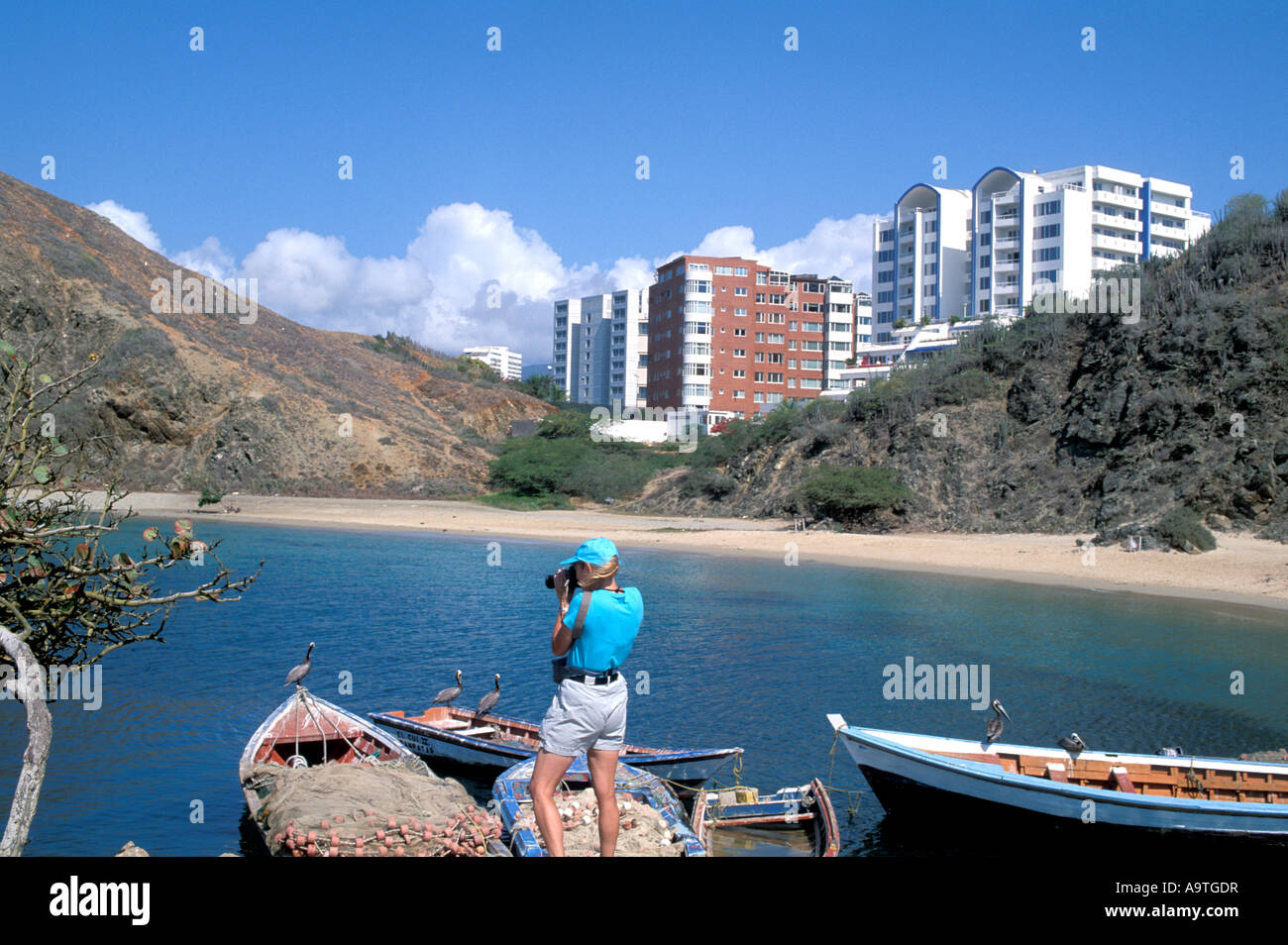 Isla Margarita Insel Venezuela Porlamar Stadt Angelboote/Fischerboote Stockfoto