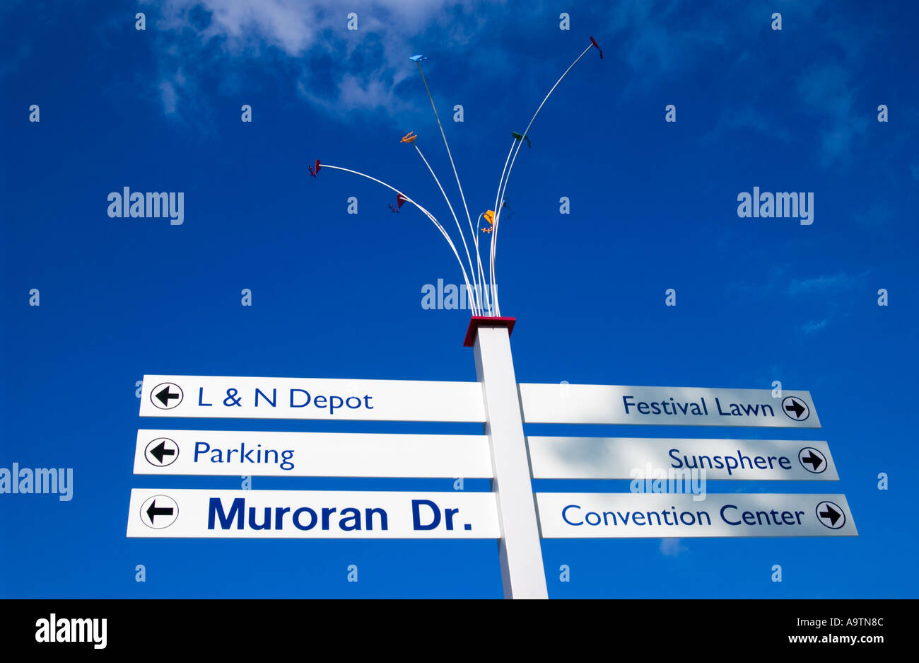 Stock Foto von Richtung Zeichen 1982 Welt Messegelände Knoxville Tennessee Stockfoto