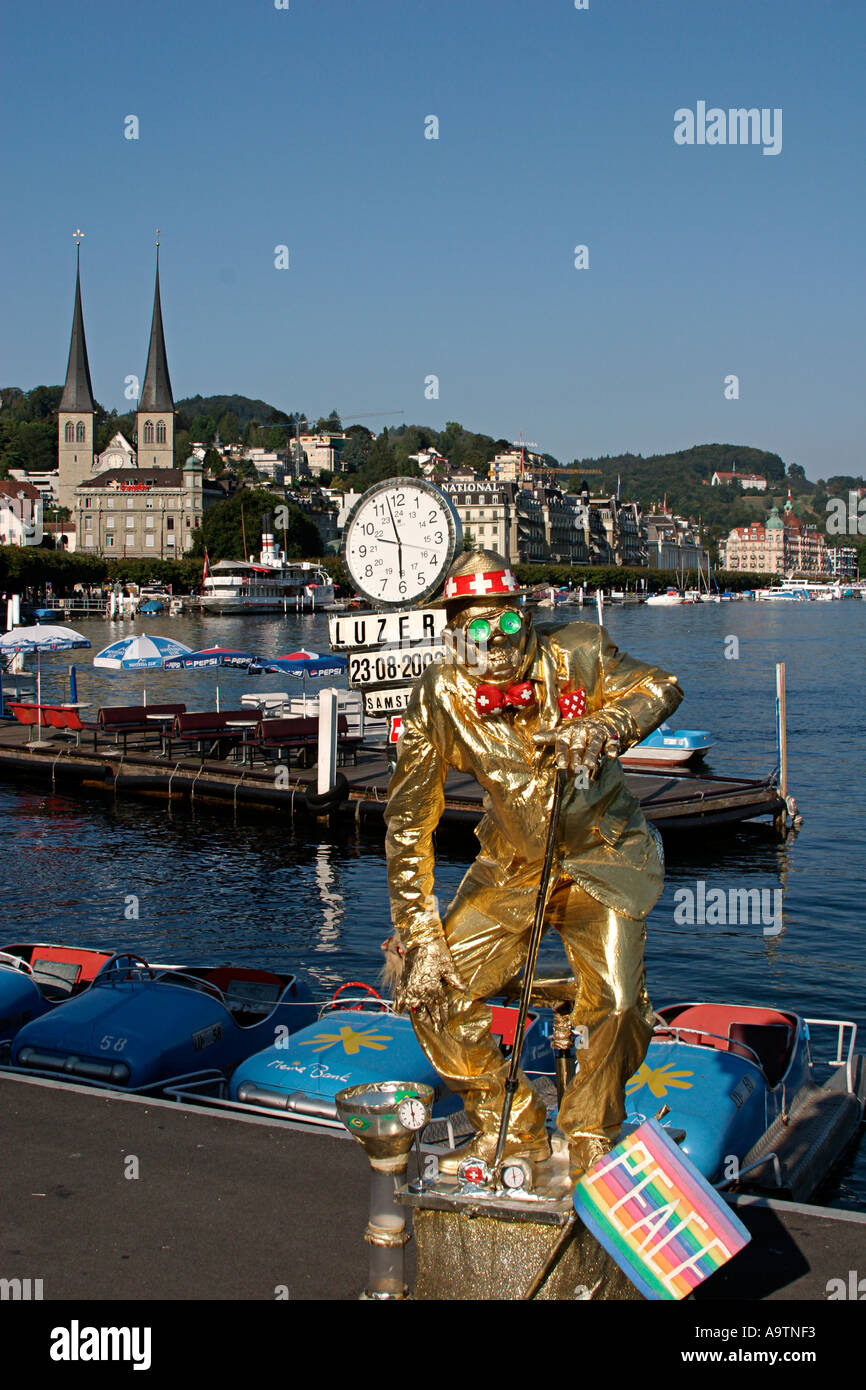 Schweiz Luzern See Streetart-Künstler Stockfoto