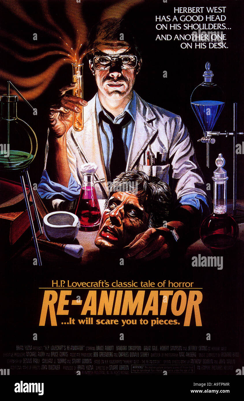 Re-ANIMATOR-Plakat für das Jahr 1985 Entertainment/Empire International Horror-Film Stockfoto