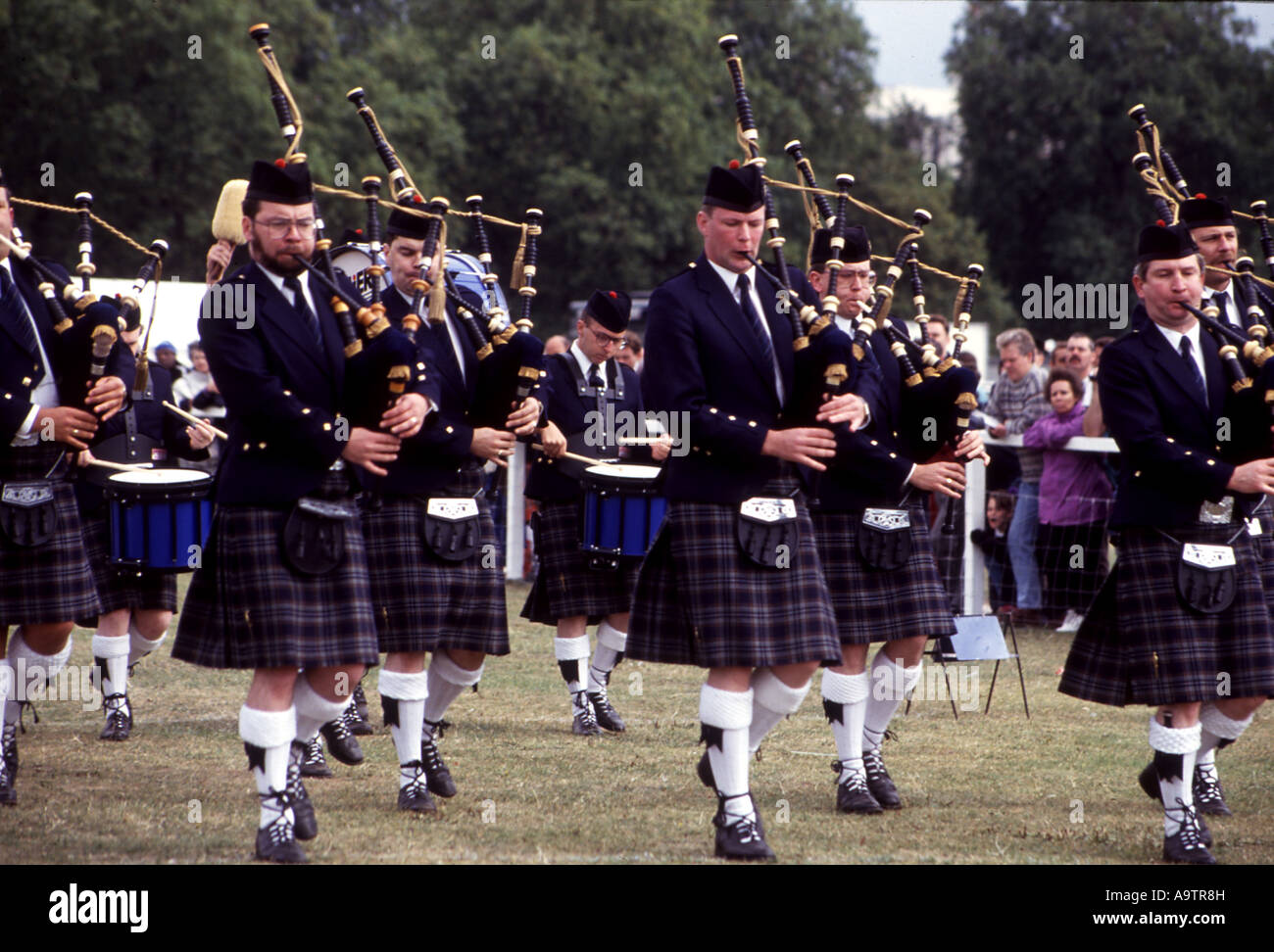 SCHOTTISCHE PIPE BAND Stockfoto