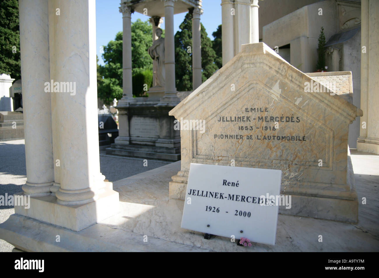 Grab von Emile Jellinek Mercedes, Pionier des Automobils an Christian Cemetary, Nizza Frankreich. NUR ZUR REDAKTIONELLEN VERWENDUNG Stockfoto
