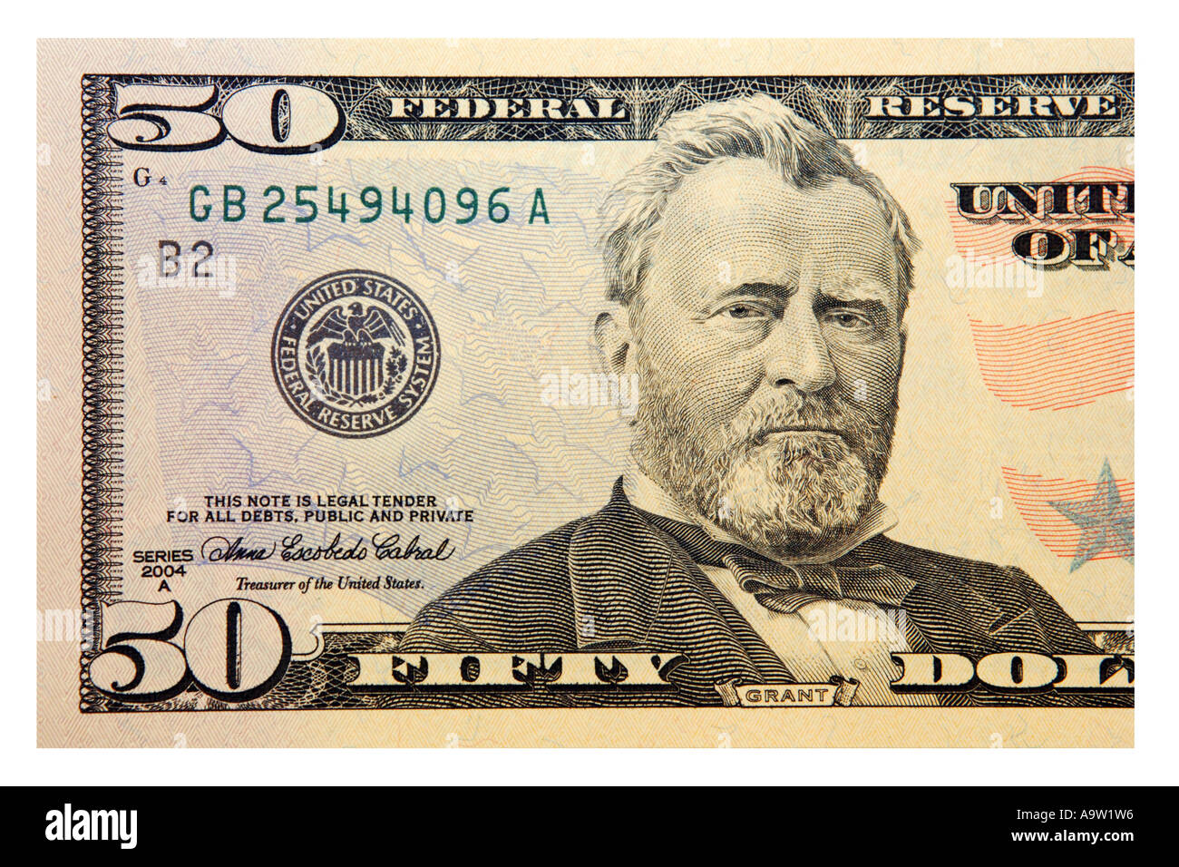 Die Vorderseite des eine amerikanische 50-Dollar-Schein mit dem Bild des General Grant Stockfoto