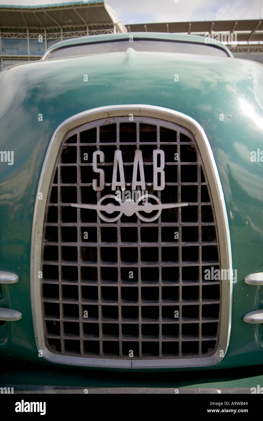 Saab Schweden schwedisches Auto Hersteller klassischer zwei Schlaganfall Flugzeug Stockfoto