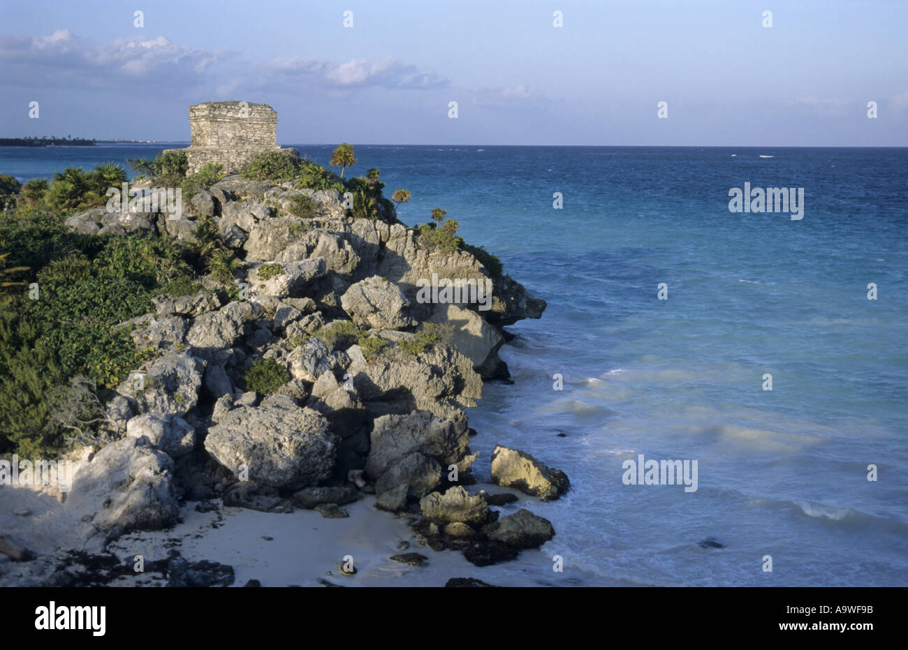 Tulum - Tempel des Gottes der Winde, Yucatan, Mexiko - eine berühmte Maya-Zivilisation-Website Stockfoto