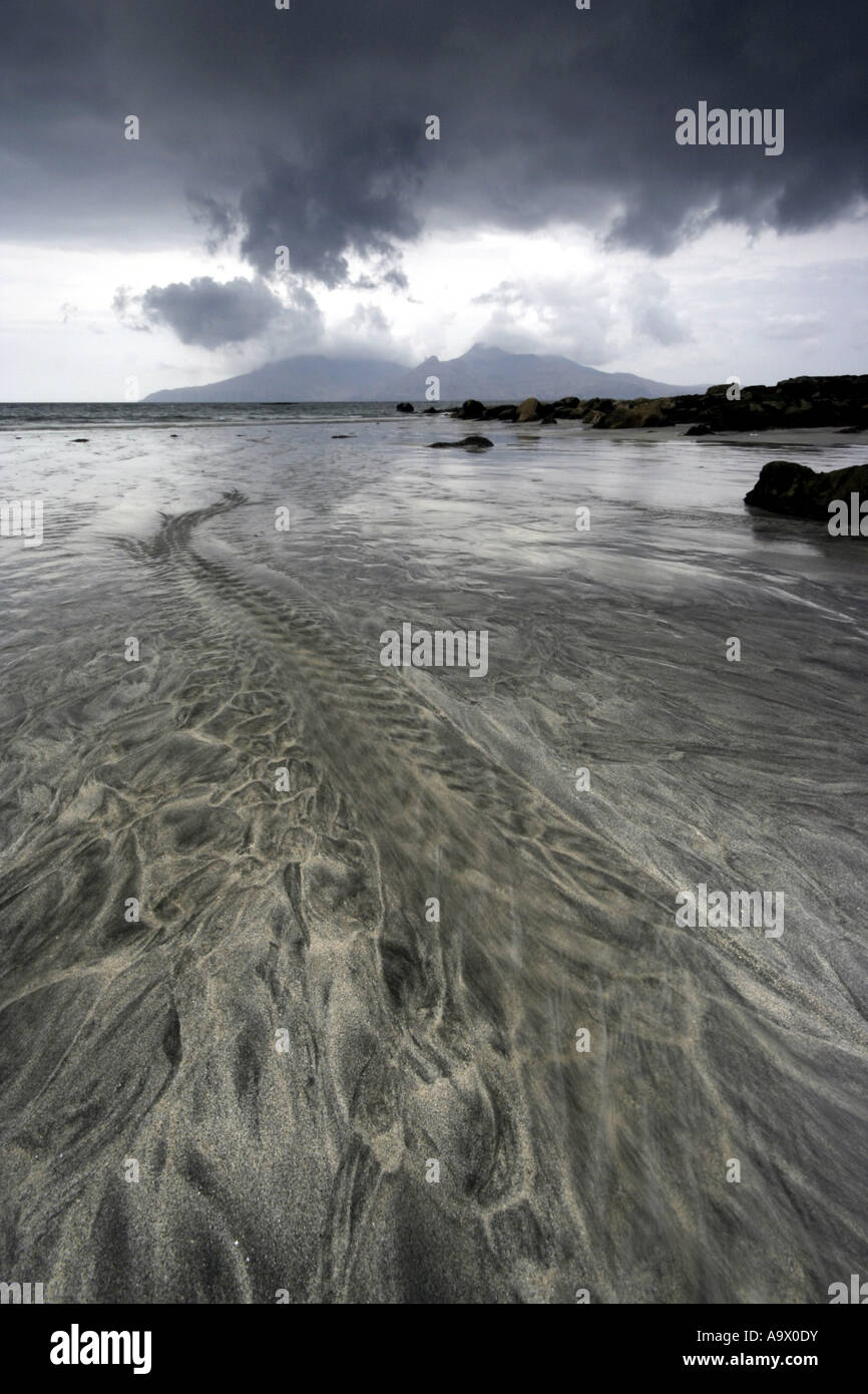 Rum aus vulkanischen Vorland der schottischen Isle of Eigg Bay Laig Inneren Hebriden Insel Stockfoto