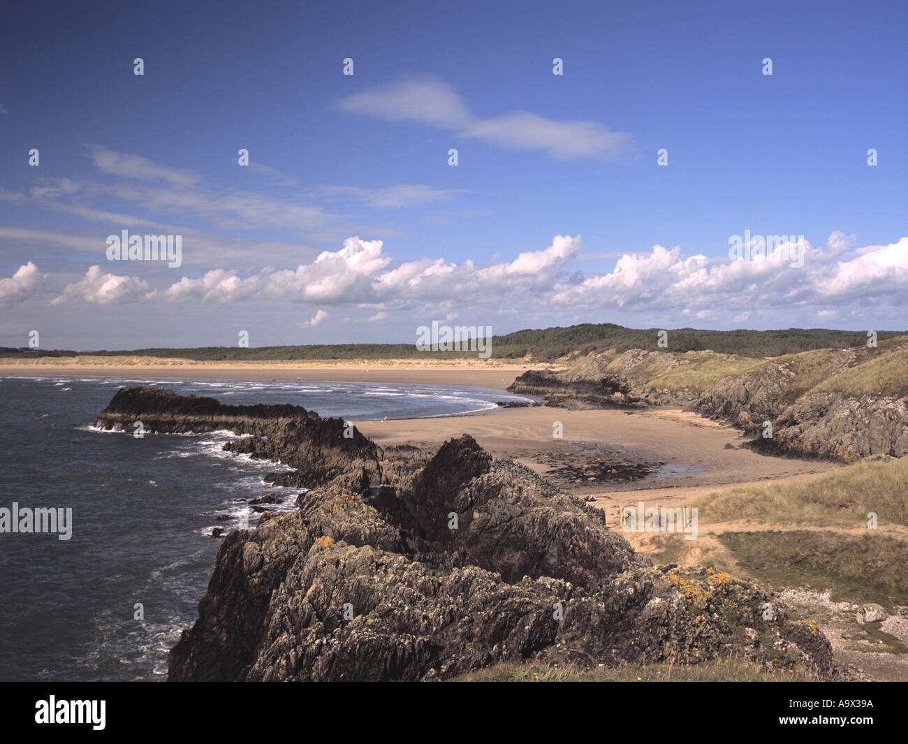 LLANDDWYN Insel ANGLESEY NORTH WALES UK August suchen über Maltreath Bay aus die Insel auch bekannt als Liebhaber Stockfoto