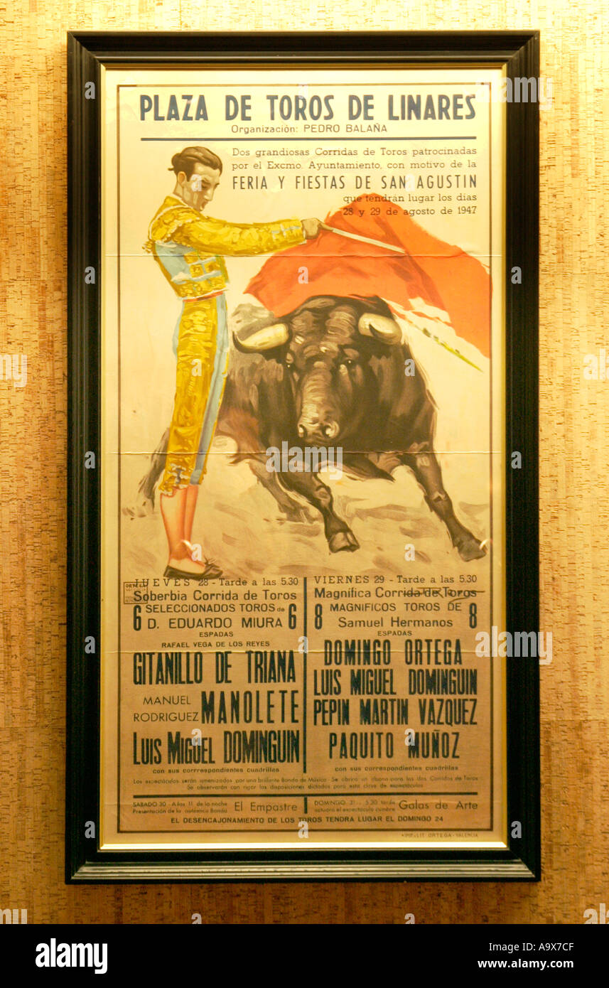 Cordoba Spanien Stierkampf Plakat vom Tag starb Manolete im Stierkampf Museum Stockfoto