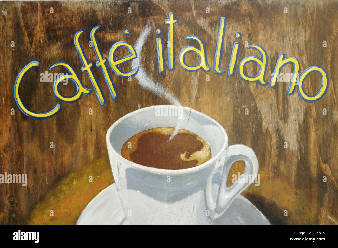 Zeichen Werbung Italienischen Kaffee Caffe Italiano Stockfotografie Alamy