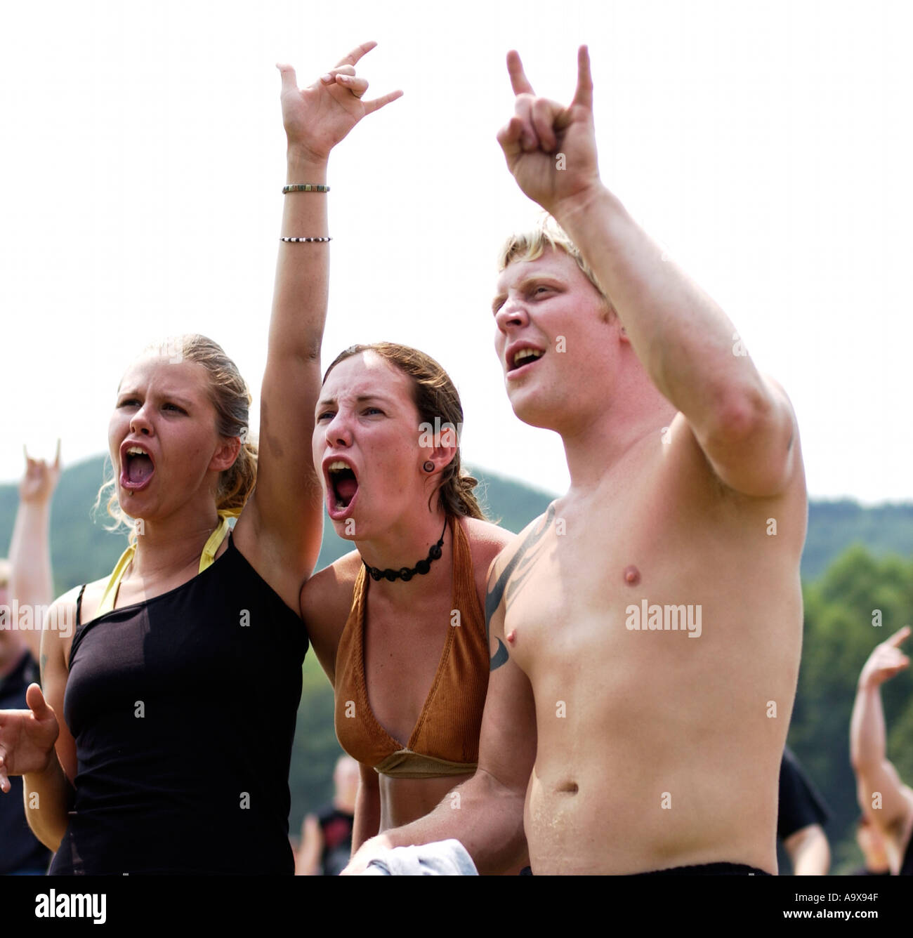 Freunde im Konzert im freien Stockfoto