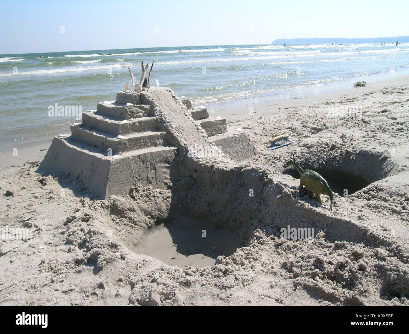 Sandburg am Strand, Deutschland, Ostsee Stockfoto