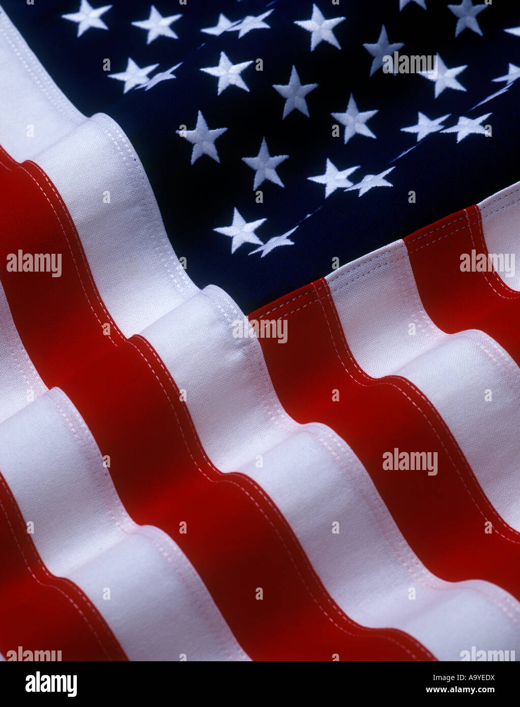USA FLAGGE GEMACHT DER GENÄHTE BAUMWOLLE BUNTING Stockfoto