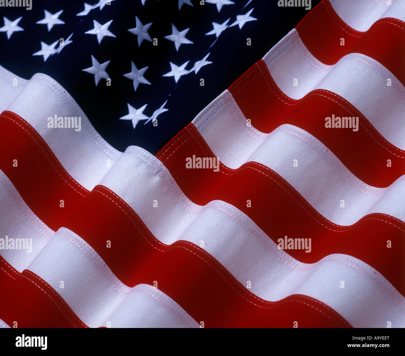 USA FLAGGE GEMACHT DER GENÄHTE BAUMWOLLE BUNTING Stockfoto