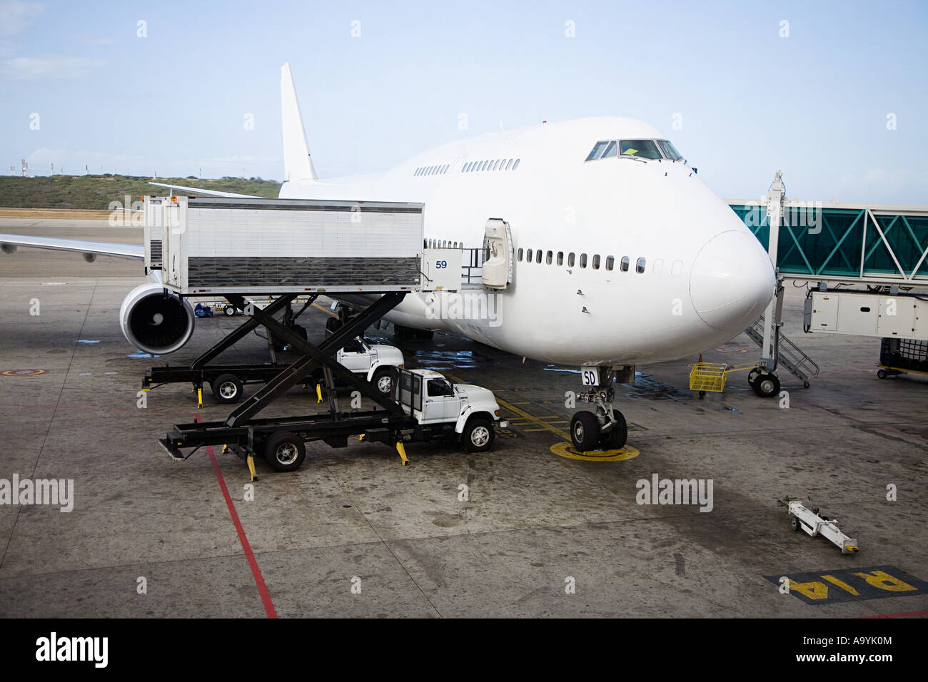 Vorbereitung von Flugzeug Stockfoto