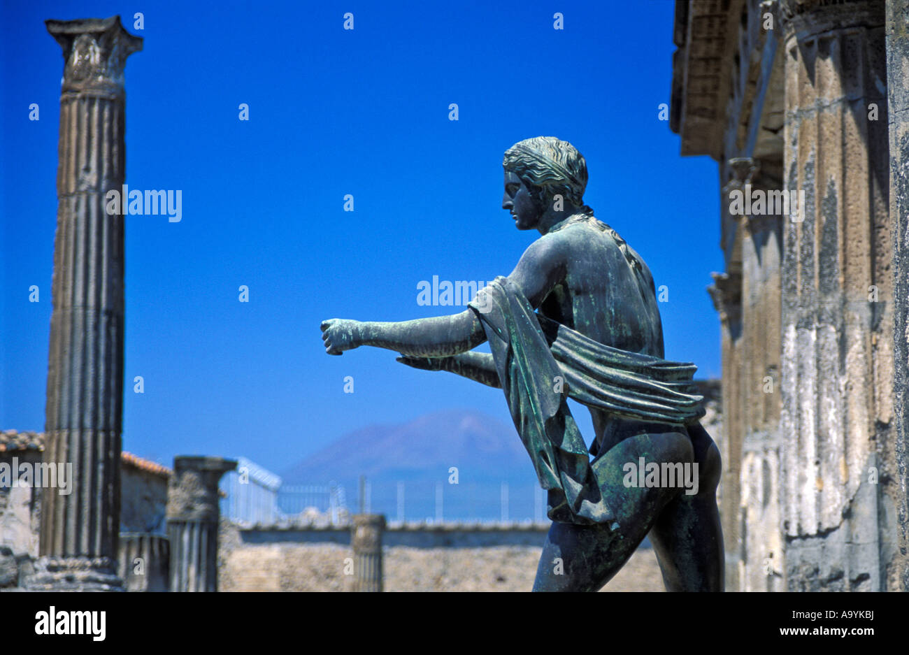 Statue des Apollo, Apollo-Tempel, Pompeji, Kampanien, Itay Stockfoto