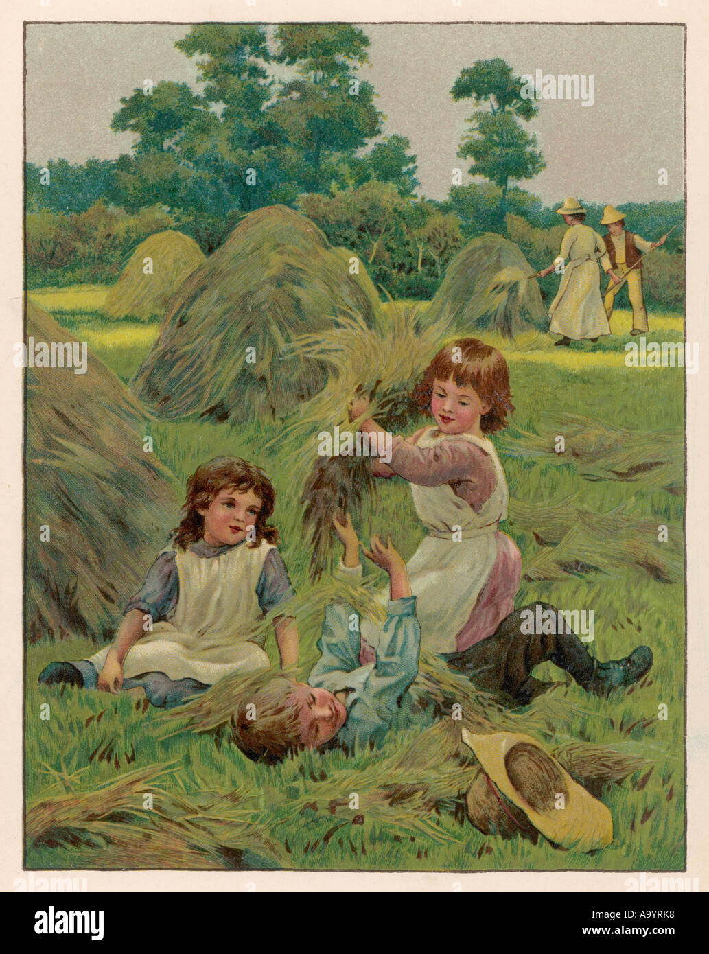 Kinder Hayfield 1888 Stockfoto